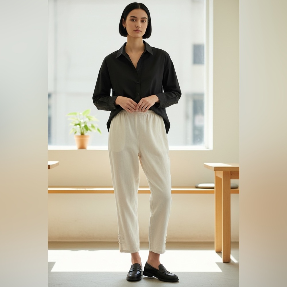 NWT Citron Sant Monica White Linen - Silk Blend Pants